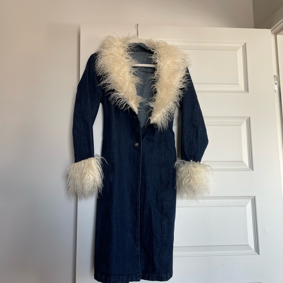 Jean Coat with Fuzzy Trim - Picture 2 of 4